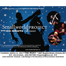 live music, shadow film, puppets for peace, theatre inconnu