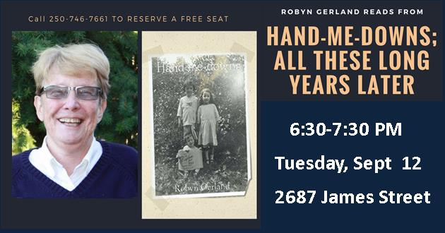  robyn, gerland, author, reading, book, signing, free, library, cowichan, duncan