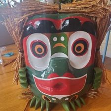 frog, mask, carving, wood, cowichan, valley