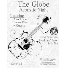 The Globe, acoustic, live, emma plant, alex hicks, food, restaurant, craft beer, local, live