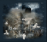 Haunted house with ghosts