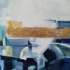 abstract art, art, blue, original, acrylic, canvas, gold leaf, yyjart, gallery, Gage