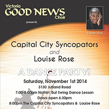 music, dance, swing, Louise Rose, Capital City Syncopators, jazz, dixie, concert, band, singer, fundraiser