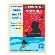 environment, climate change, free, book signing, book reading, activism, murder mystery, geoff strong, author, library, culture, cowichan, duncan