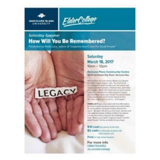 legacies, connection, eldercollege, seniors, viu, writing