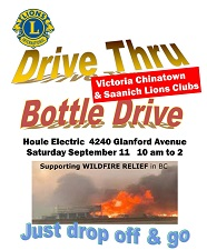Lions, Bottle Drive, Wildfire, Fire, Non-profit, drive-thru, Relief